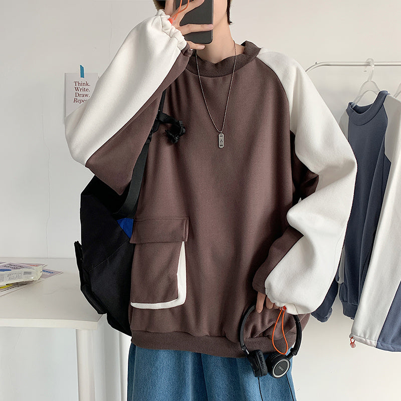 Shirt With The Pocket  Sweatshirt Trendy Men Plus Cashmere
