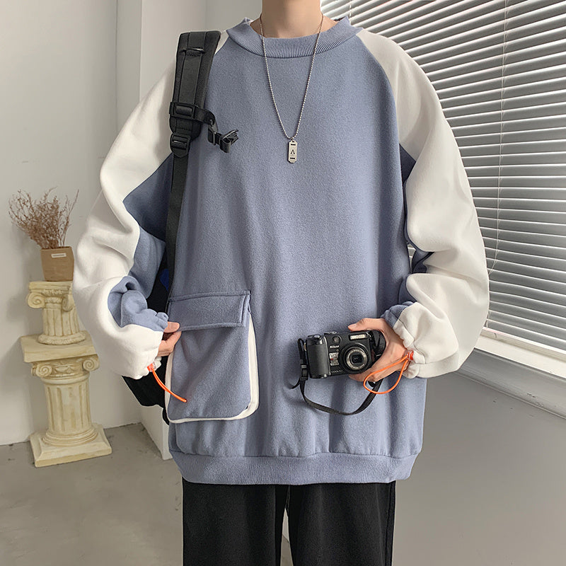 Shirt With The Pocket  Sweatshirt Trendy Men Plus Cashmere