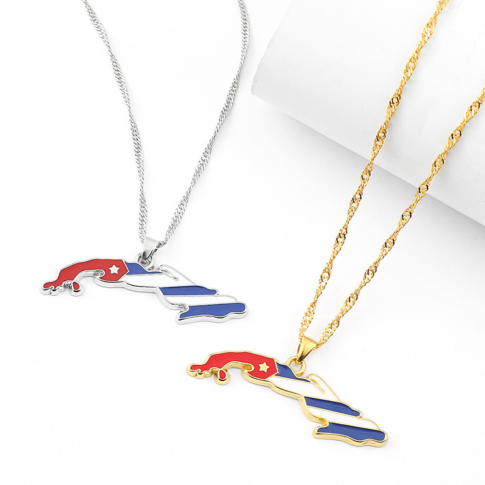 Cuban Stainless Steel Jewelry Floor Pendant Necklace