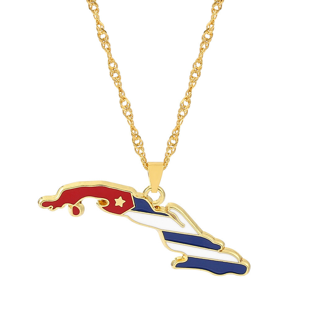 Cuban Stainless Steel Jewelry Floor Pendant Necklace