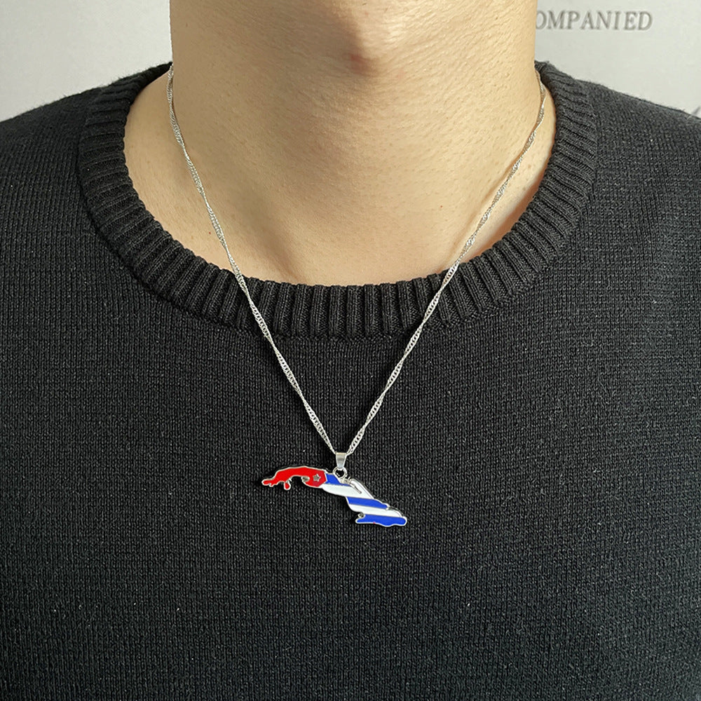 Cuban Stainless Steel Jewelry Floor Pendant Necklace