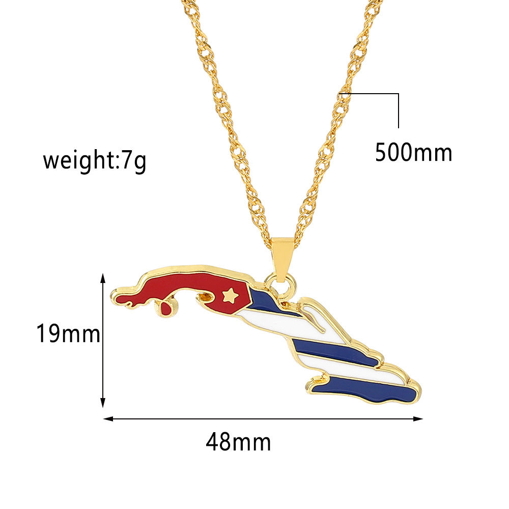 Cuban Stainless Steel Jewelry Floor Pendant Necklace