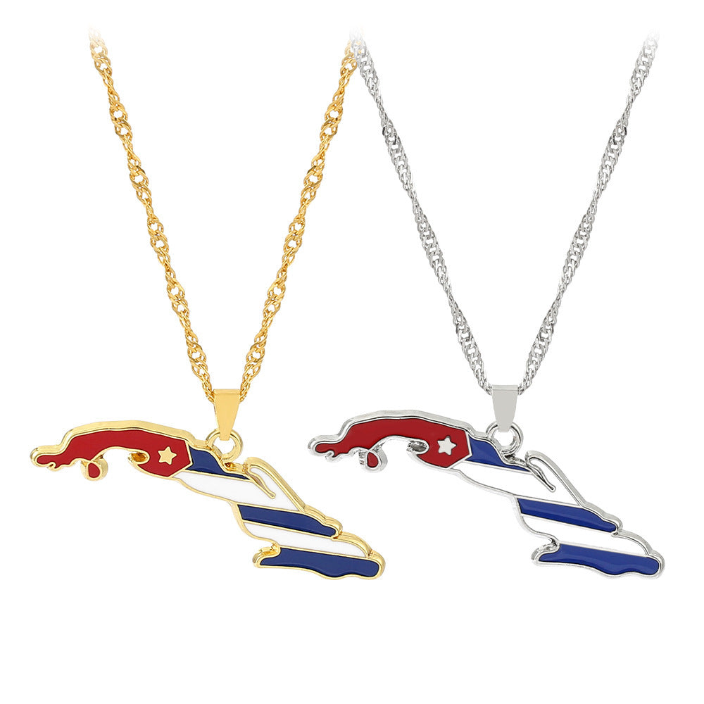 Cuban Stainless Steel Jewelry Floor Pendant Necklace