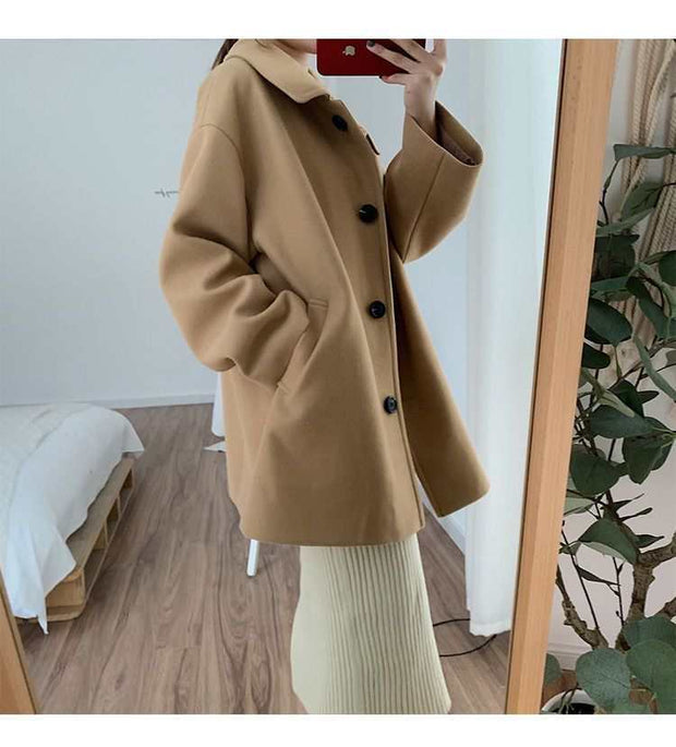 Women's Overcoat Korean-style Loose Mid-length Small