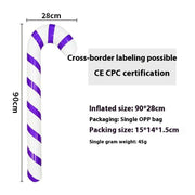 Inflatable purple and white striped candy cane Christmas decoration with CE CPC certification and 90x28cm size
