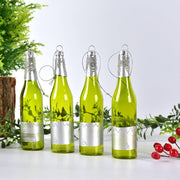 Glass donut and wine bottle Christmas decorations pendant in golden yellow and green color for festive decor