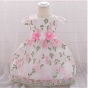 Floral pink and white fluffy girls' party dress for infants and toddlers children's clothing
