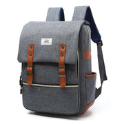 Vintage men women canvas backpack with leather straps and USB charging port