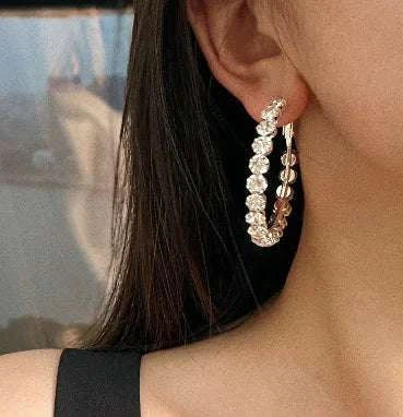 Crystal Earrings - Versatile Stud Earrings showcased on a model wearing a stylish outfit, featuring a chic design.