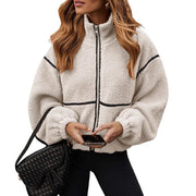 Berber Fleece Contrast Color Stand-up Collar Leisure All-match Coat