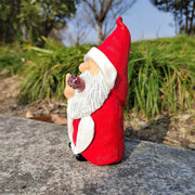 Santa Claus statue garden Christmas decoration in red smoking pipe synthetic resin