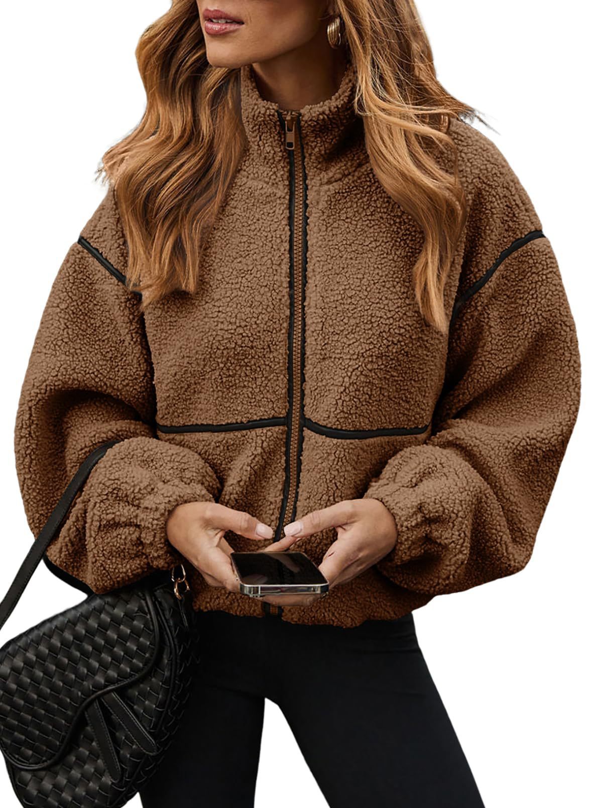 Berber Fleece Contrast Color Stand-up Collar Leisure All-match Coat