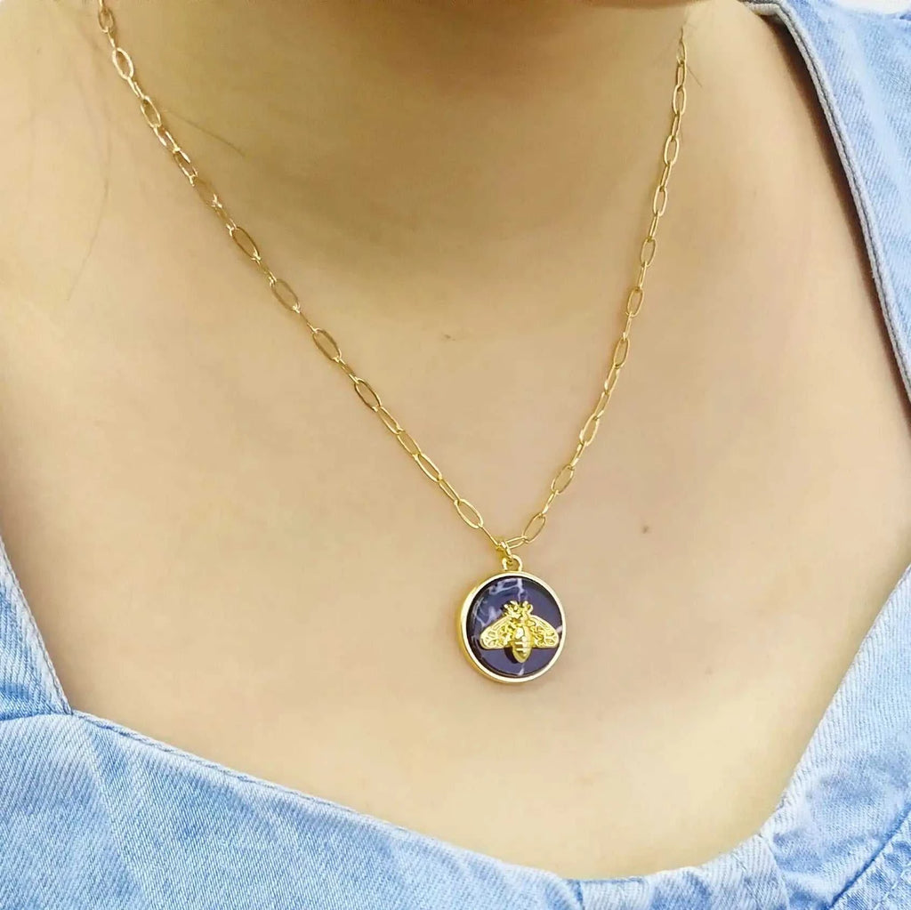 Elegant Bee Jewel Necklace Gold