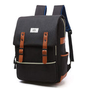 Vintage men women canvas backpack with leather straps and USB charging port for school and travel