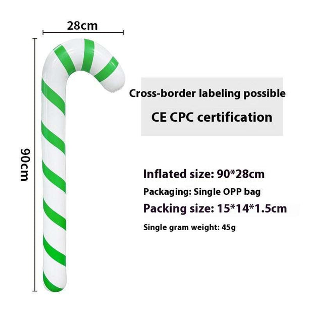Inflatable Christmas Ball outdoor garden decoration candy cane design 90x28cm PVC material with flashing function