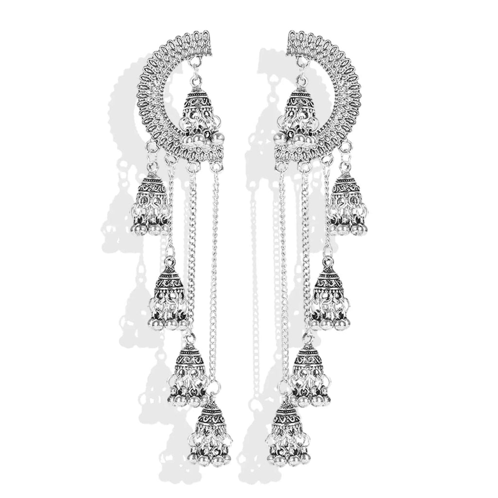 Indian Jhumka Earrings for Women - Vintage Statement Jewelry with intricate design and dangling bells.