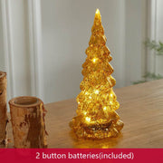 Golden light-up geometric glass Christmas tree table decoration with built-in LED lights