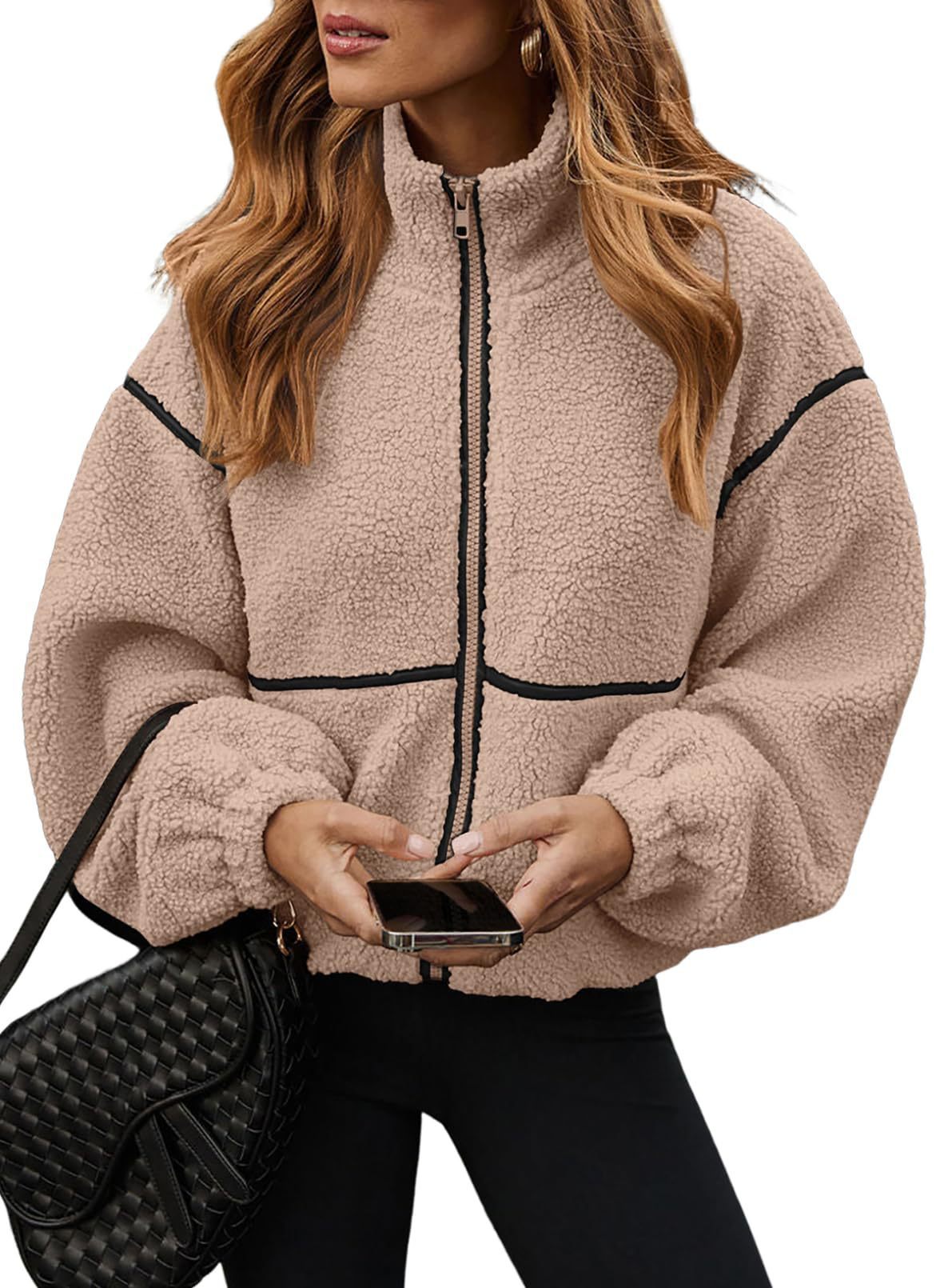 Berber Fleece Contrast Color Stand-up Collar Leisure All-match Coat