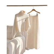 High-grade White Temperament Thick Sweater Skirt Suit