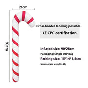 Inflatable red and white candy cane Christmas decoration measuring 90x28cm in PVC material with CE CPC certification