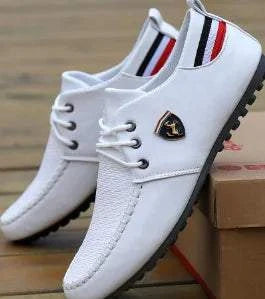 White Scuderia Sneakers for men with casual trendy design and lace-up closure