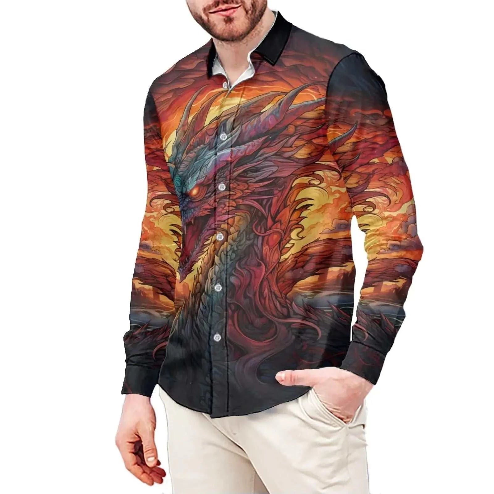 Oversized Button Up Shirts for Men Slim Fit Big and Tall Fall Clothing Casual Dress Shirts 5X-Large Long Sleeve Hawaiian Shirt