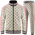 Aeeleire Track Suits for men breathable plaid 2-piece set with zip jacket and elastic waist pants