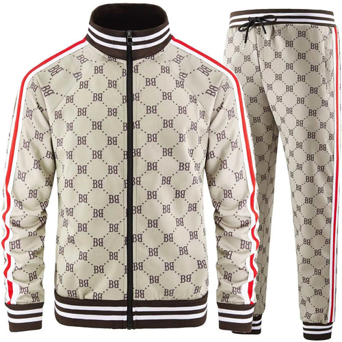 Aeeleire Track Suits for men breathable plaid 2-piece set with zip jacket and elastic waist pants