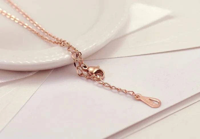 Totoro Necklace-Wealth Necklace-Rose Gold Titanium Steel close-up showing chain and clasp details