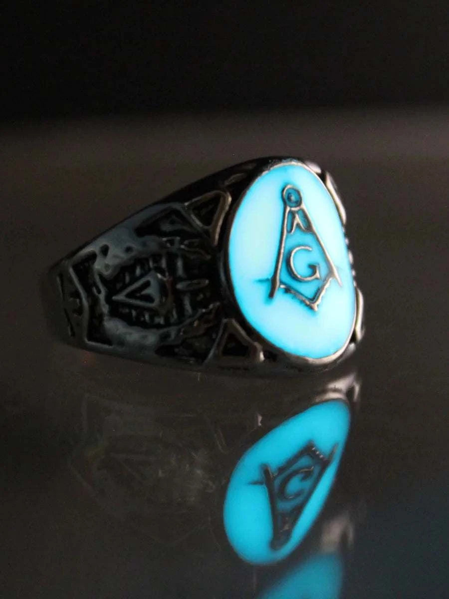 New glow ring Free and Accepted Masons Ring men women Glowing Ring Luminous freemason rings gift Glow In The Dark Jewelry