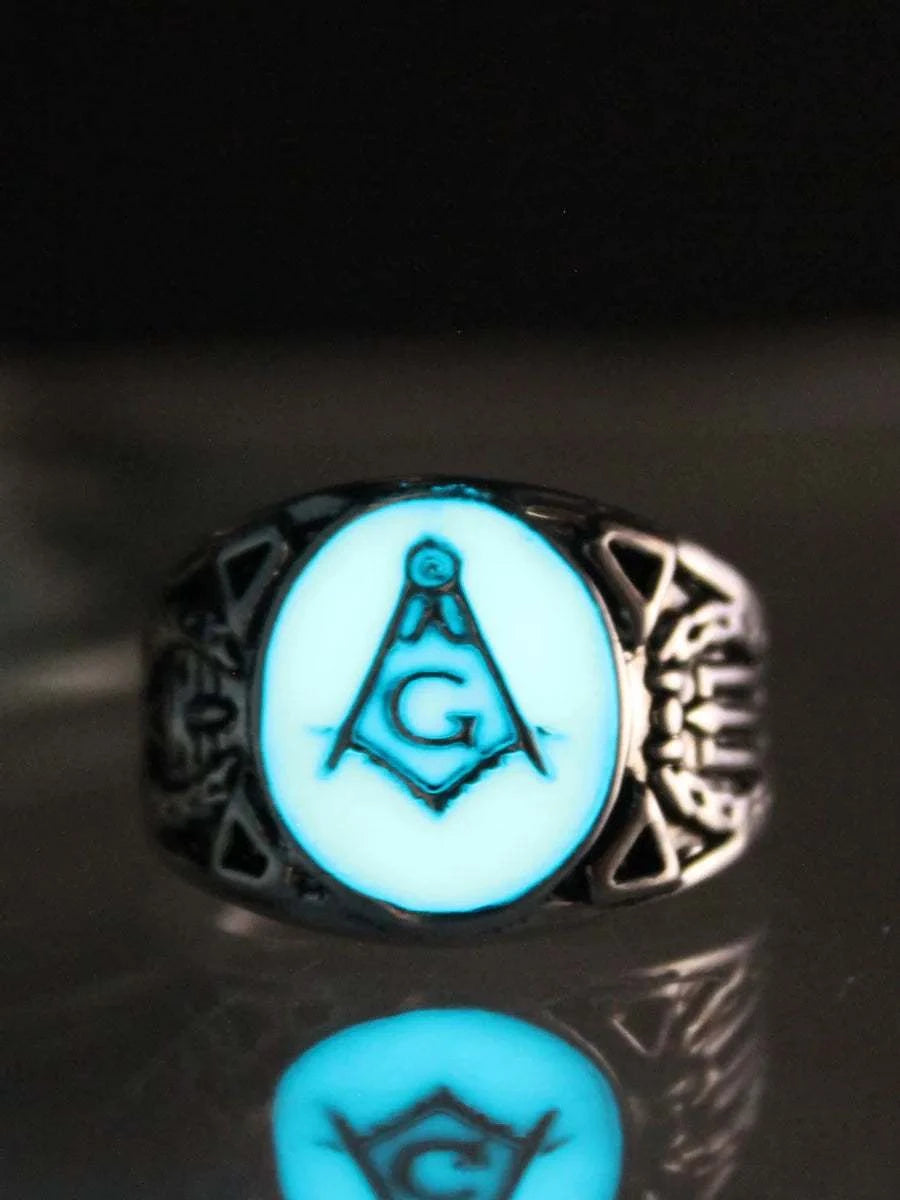 New glow ring Free and Accepted Masons Ring men women Glowing Ring Luminous freemason rings gift Glow In The Dark Jewelry