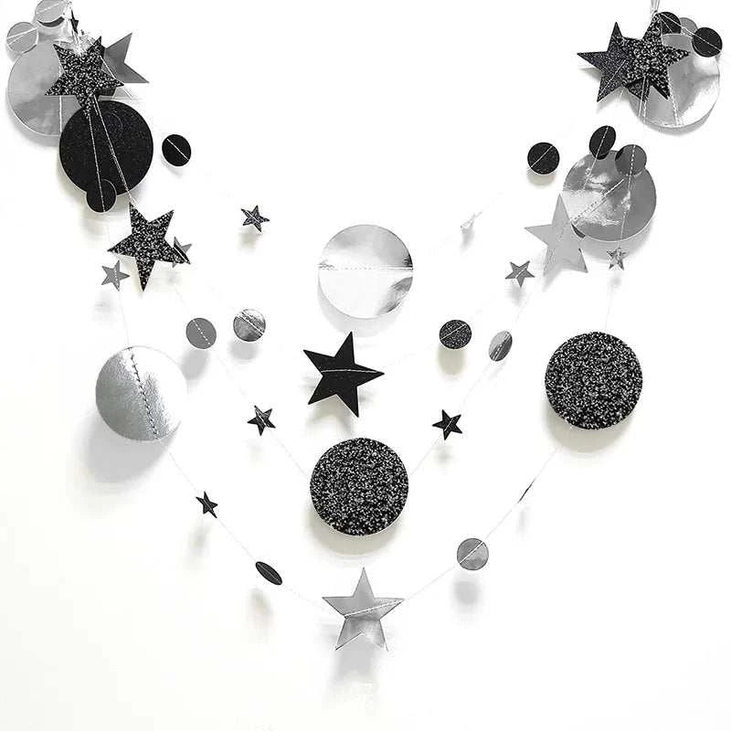 Christmas Decorations for Home Paper Star Dot Garland Flash Banner DIY Birthday Wedding Baby Shower Curtain 2022 Navidad Decor