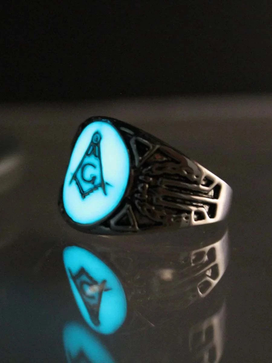 New glow ring Free and Accepted Masons Ring men women Glowing Ring Luminous freemason rings gift Glow In The Dark Jewelry