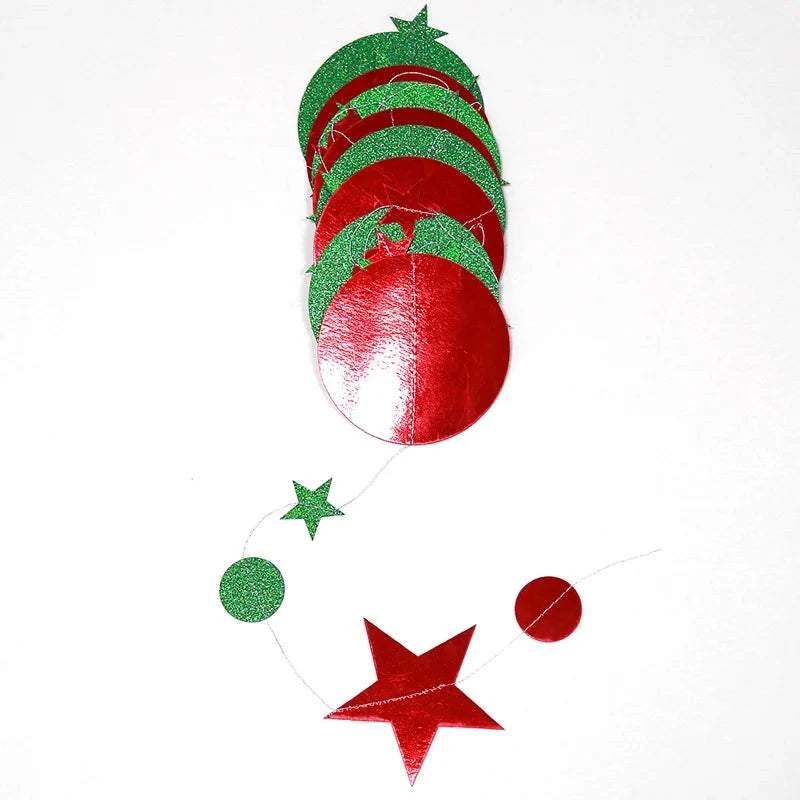 Christmas Decorations for Home Paper Star Dot Garland Flash Banner DIY Birthday Wedding Baby Shower Curtain 2022 Navidad Decor