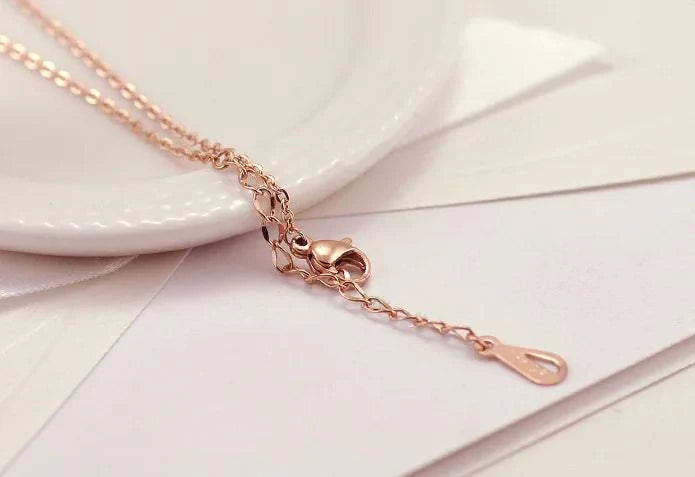 Totoro Necklace-Wealth Necklace-Rose Gold Titanium Steel close-up showing clasp and chain detail.