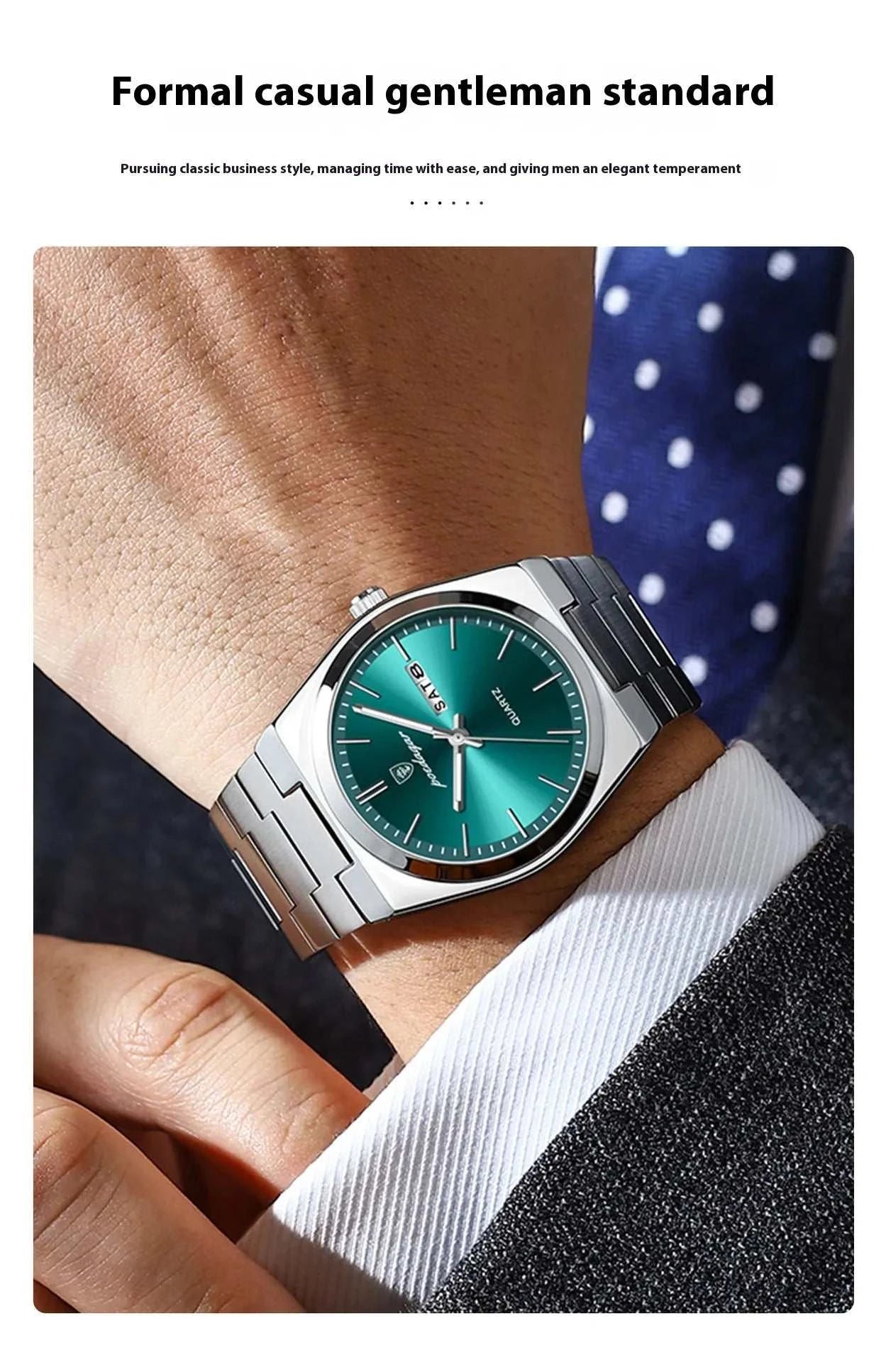 Ultra-thin Men's Watch Waterproof Luminous Quartz Watch on a gentleman's wrist with a sleek design.