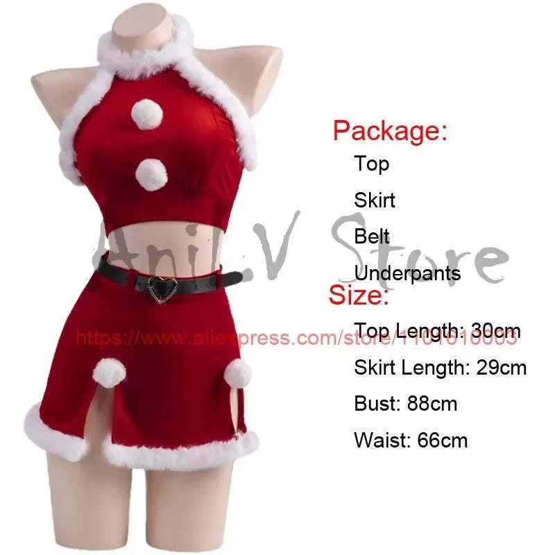 New Christmas Outfits Series Santa Claus Clothes Women Red Velvet Dress Cosplay Costume Merry Xmas