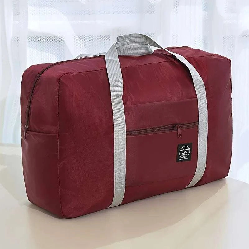 1 set of foldable large capacity travel luggage bag, expandable fitness bag, sports carry on, weekend luggage check-in, luggage