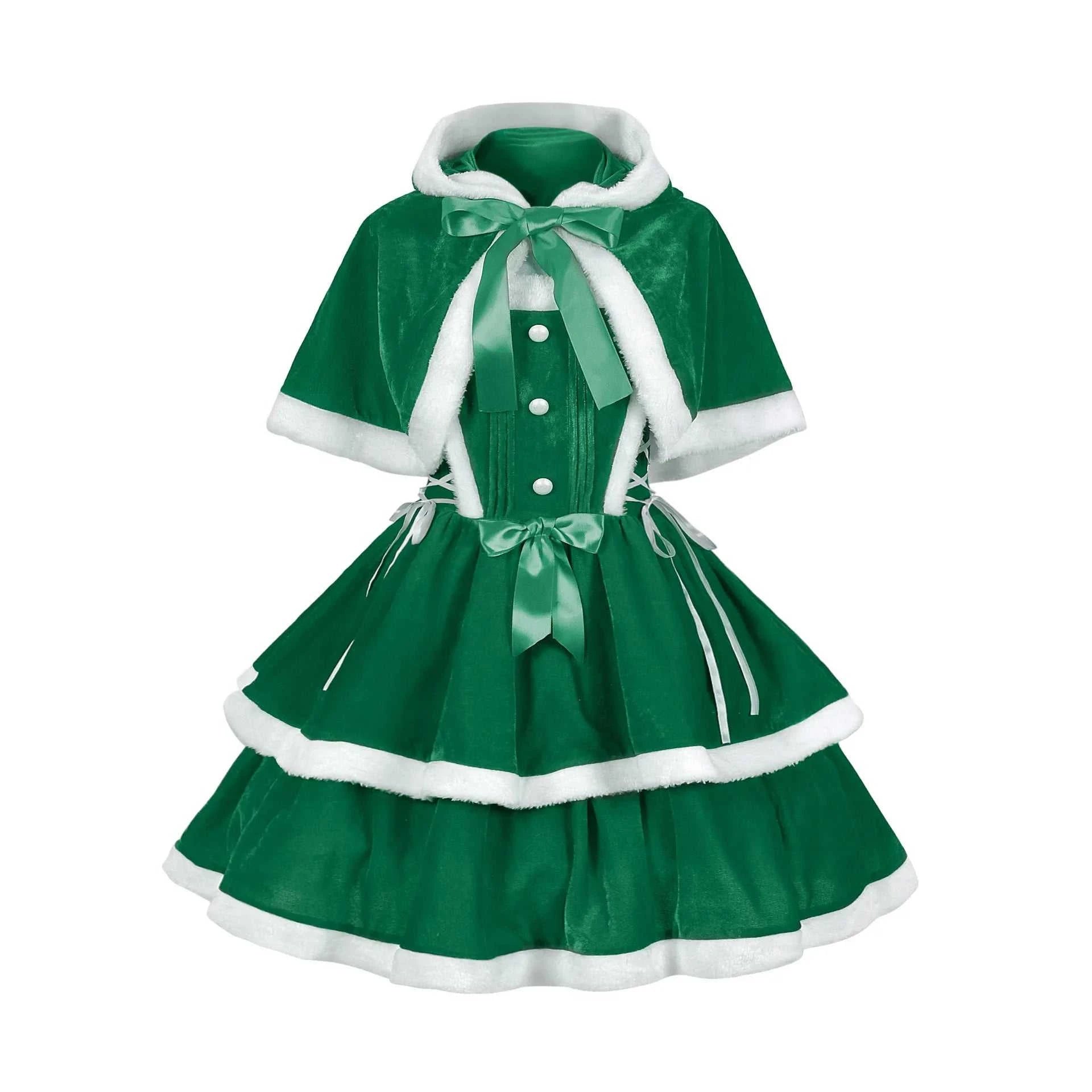 Christmas Dress For Women  Waist Fashion Warm Sling Dress Suit With Cloak And Dress Women Santa Claus Halloween Costume