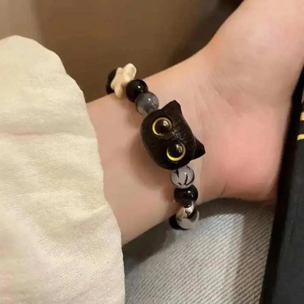 Fashion Luminous Beads Couple Bracelets For Women Men Charm Cat Matching Friend Bracelet Glow In The Dark Jewelry
