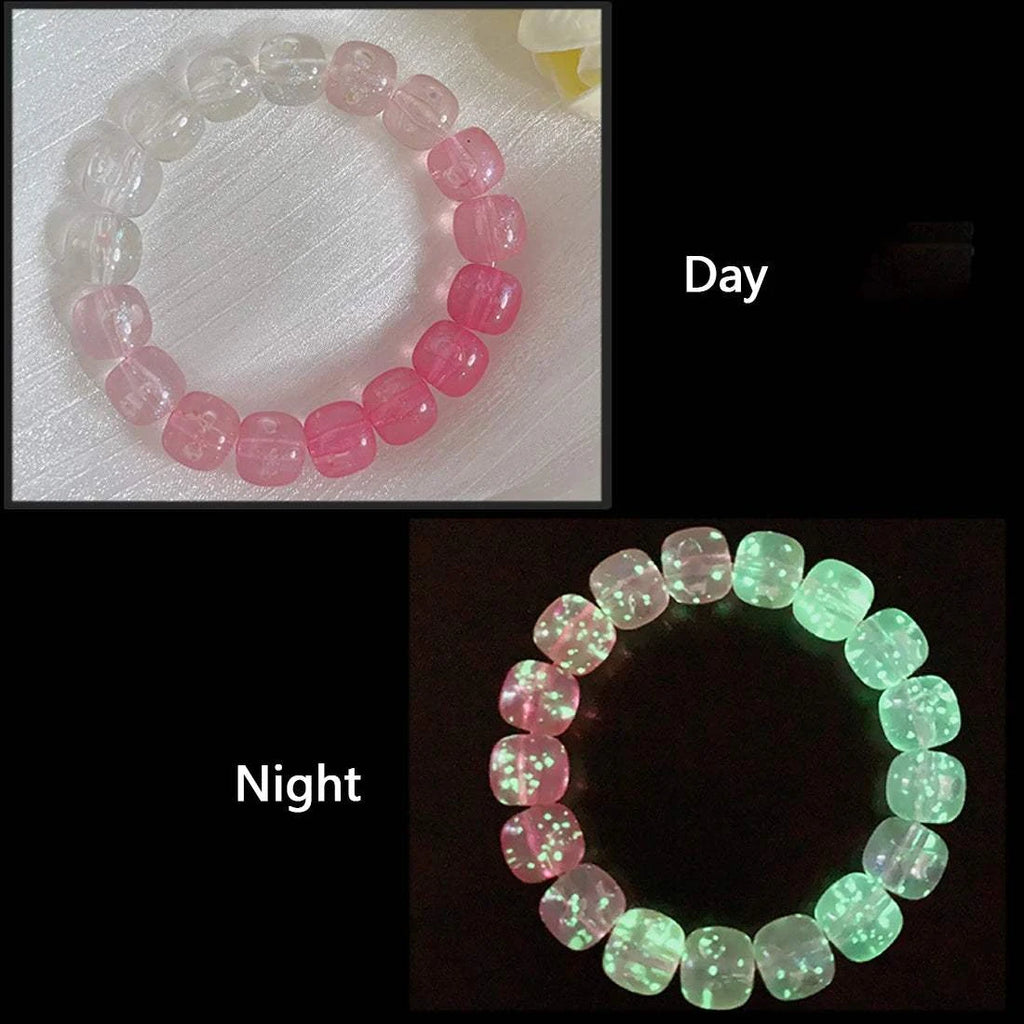 Luminous Stone Bracelet for Women Man Fluorescent Glow in the Dark Charm Jewelry Elastic Wristband Stretch Bracelet Gift for Kid