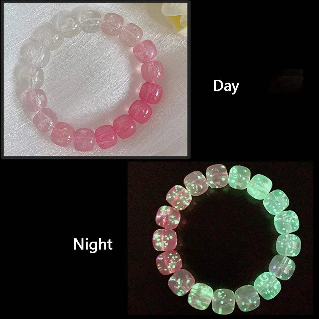 Luminous Stone Bracelet for Women Man Fluorescent Glow in the Dark Charm Jewelry Elastic Wristband Stretch Bracelet Gift for Kid