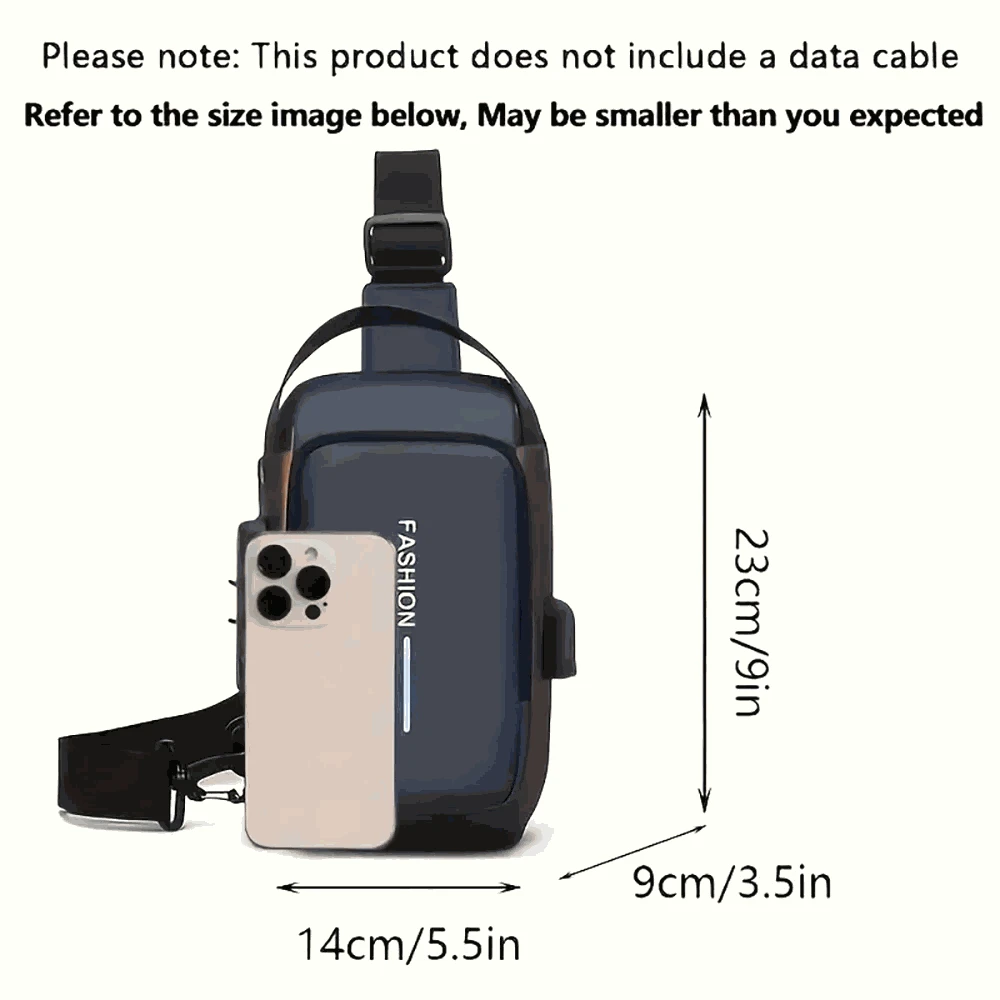 Stylish Men's Sling Bag - Durable Oxford Fabric, Crossbody Chest Pack with Phone Pocket, Zip Closure for Daily Commute