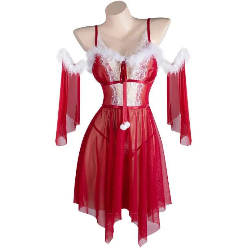New Christmas Outfits Series Santa Claus Clothes Women Red Velvet Dress Cosplay Costume Merry Xmas