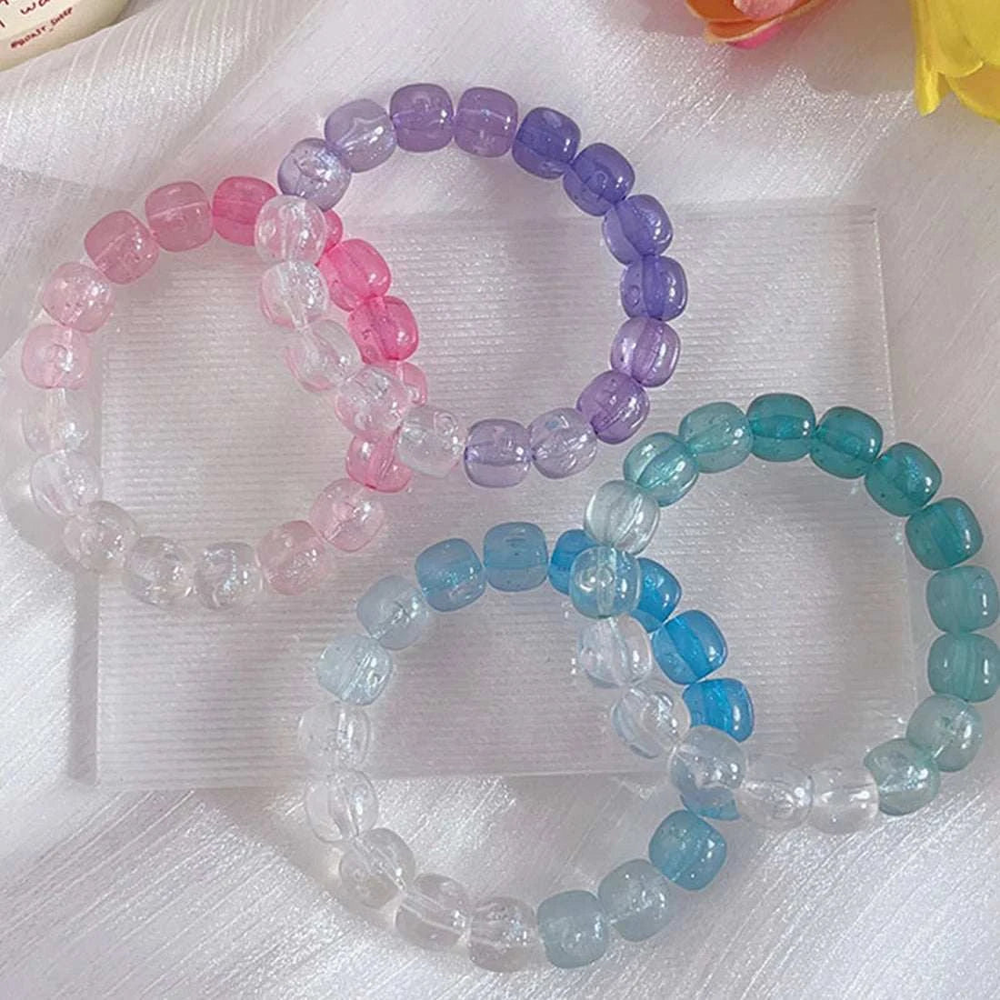 Luminous Stone Bracelet for Women Man Fluorescent Glow in the Dark Charm Jewelry Elastic Wristband Stretch Bracelet Gift for Kid
