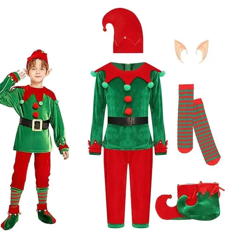 2025 Christmas Holiday Party Christmas Costumes for Kids and Adults Parent-Child Clothes Classic Costume Sets + Accessories Suit