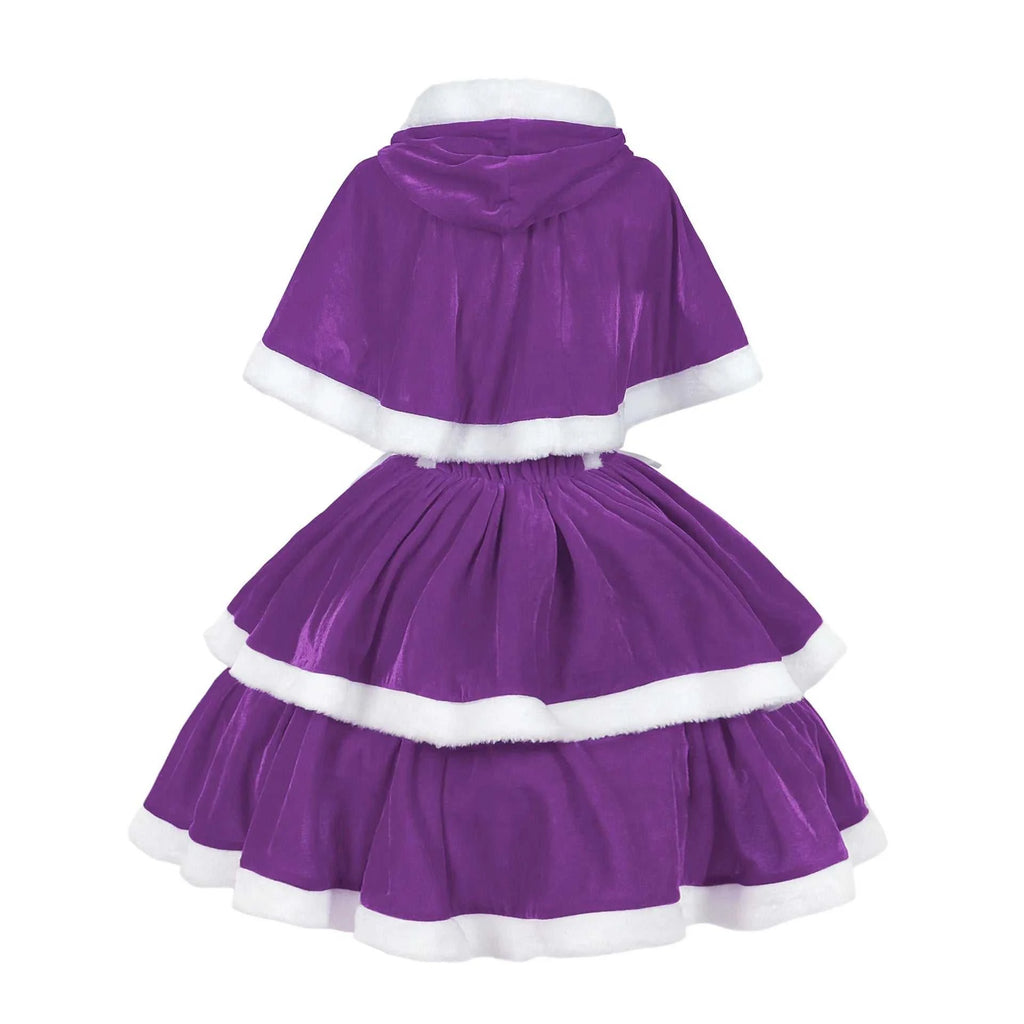 Christmas Dress For Women  Waist Fashion Warm Sling Dress Suit With Cloak And Dress Women Santa Claus Halloween Costume