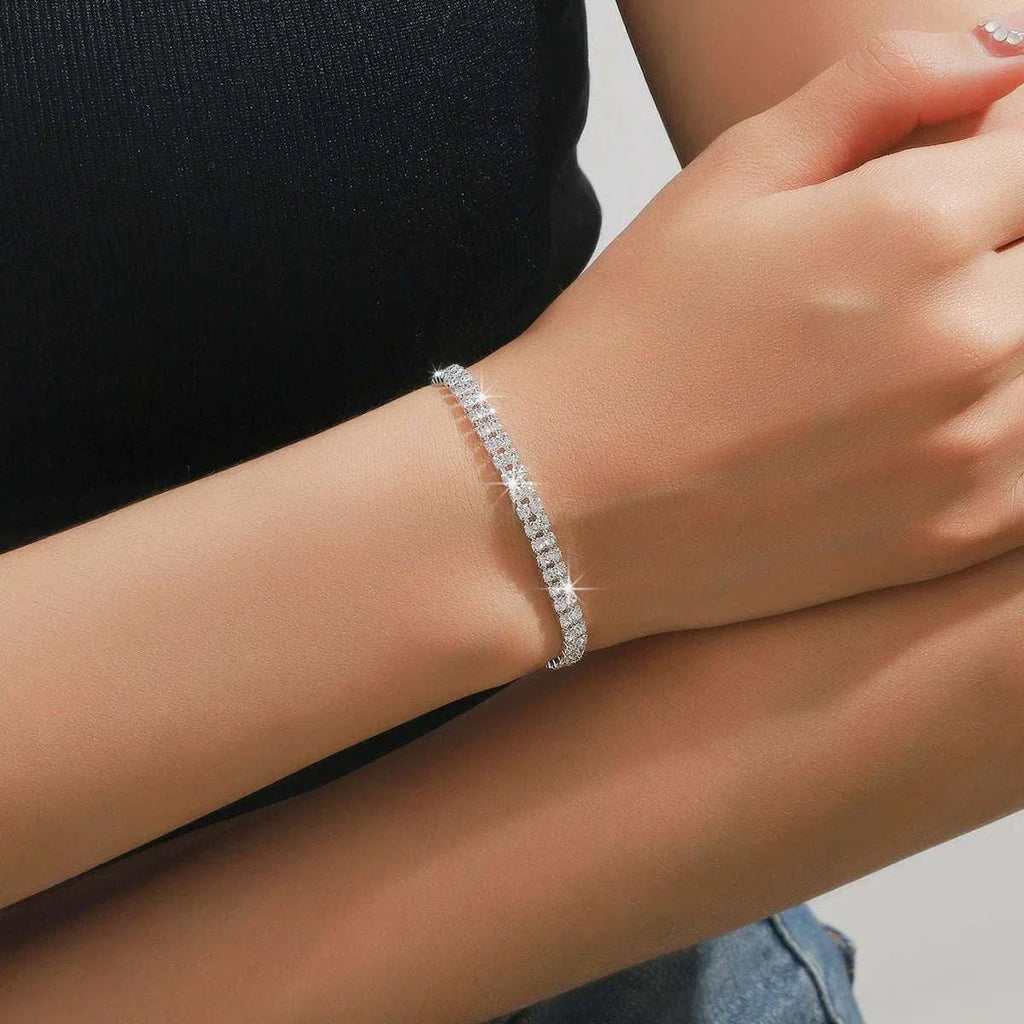 Elegant sparkling bracelet from a luxurious wedding jewelry set for women