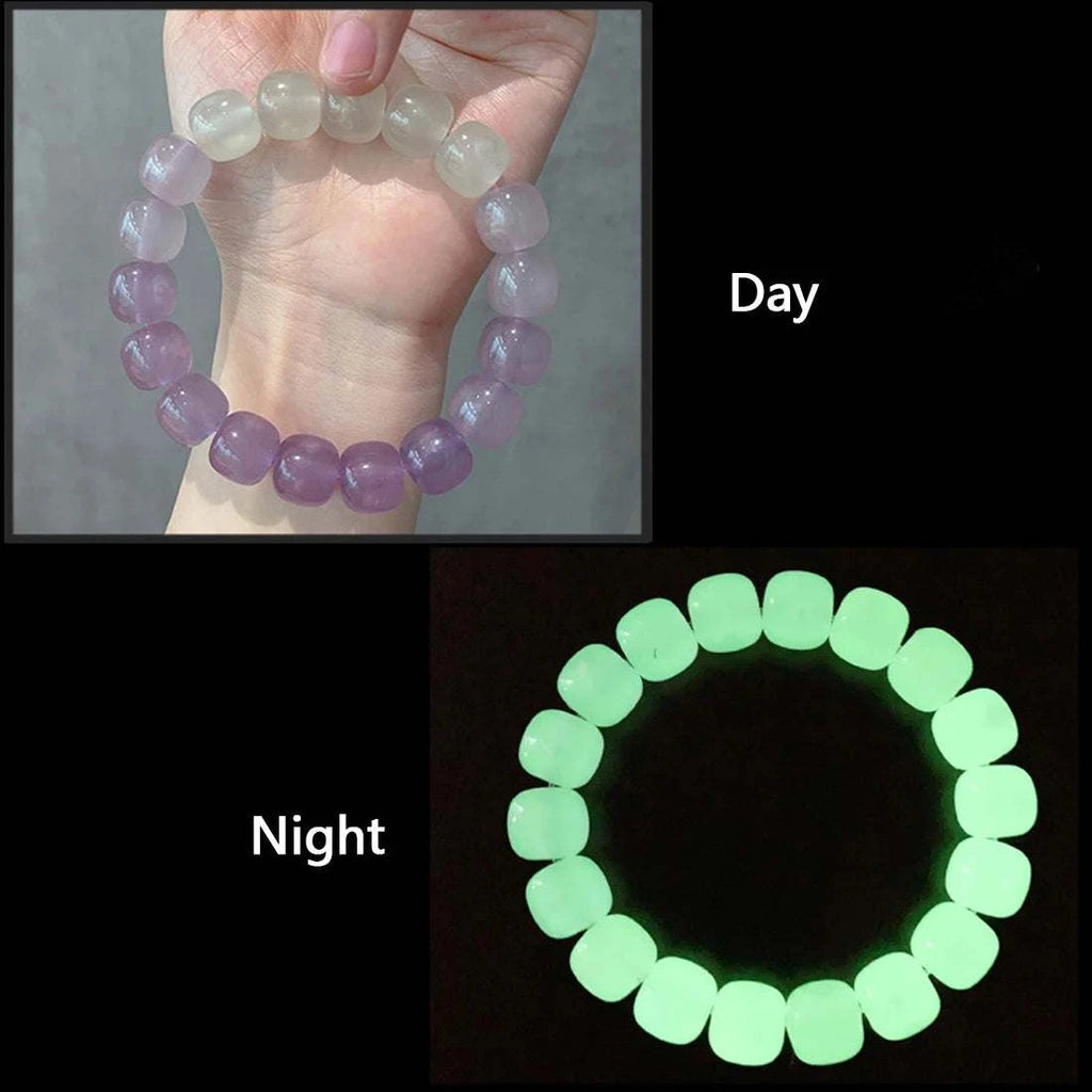 Luminous Stone Bracelet for Women Man Fluorescent Glow in the Dark Charm Jewelry Elastic Wristband Stretch Bracelet Gift for Kid