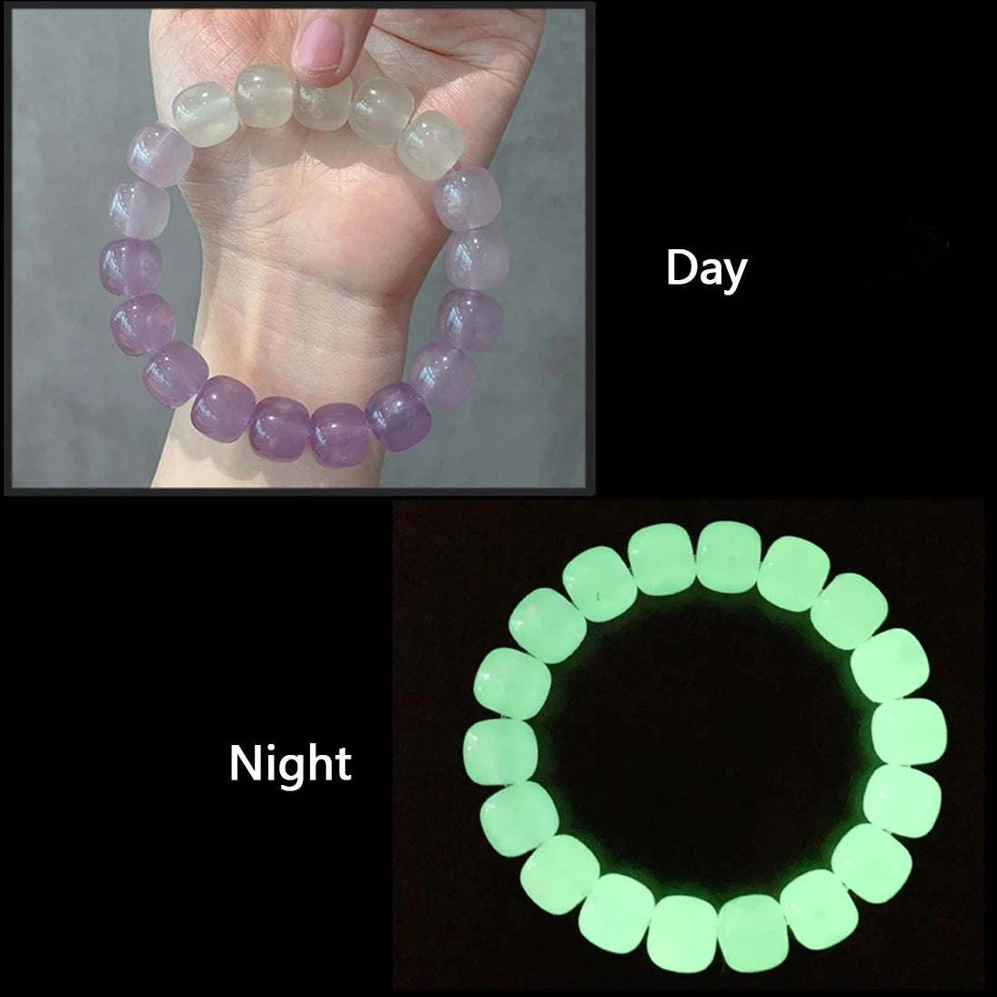 Luminous Stone Bracelet for Women Man Fluorescent Glow in the Dark Charm Jewelry Elastic Wristband Stretch Bracelet Gift for Kid